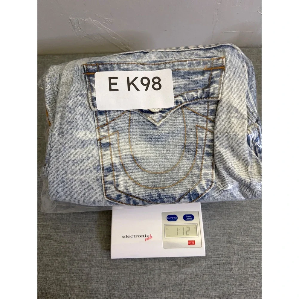 True Religion Jeans Mens 33 Blue Vinny Ultra Baggy Distressed Acid Wash Y2K